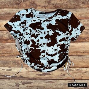 Ruby & Lace Cow Print Cropped Top